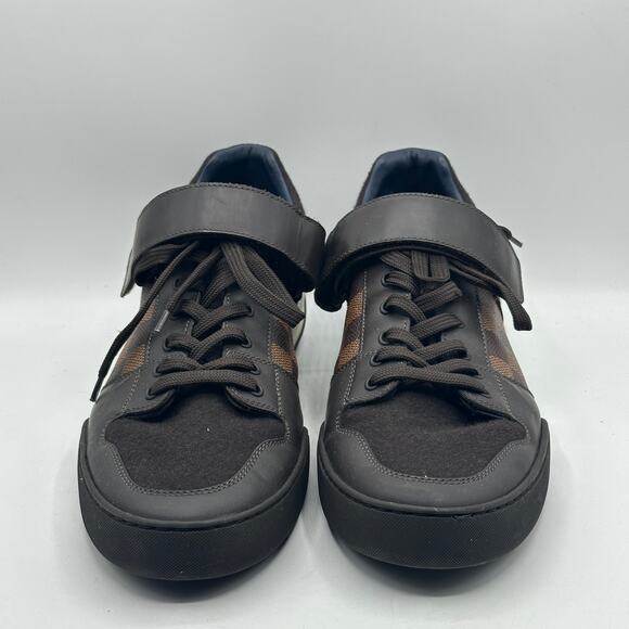 LOUIS VUITTON Elliptic Strap Sneakers Damier Ebene Brown Sz US 10.5 - Picture 3 of 8